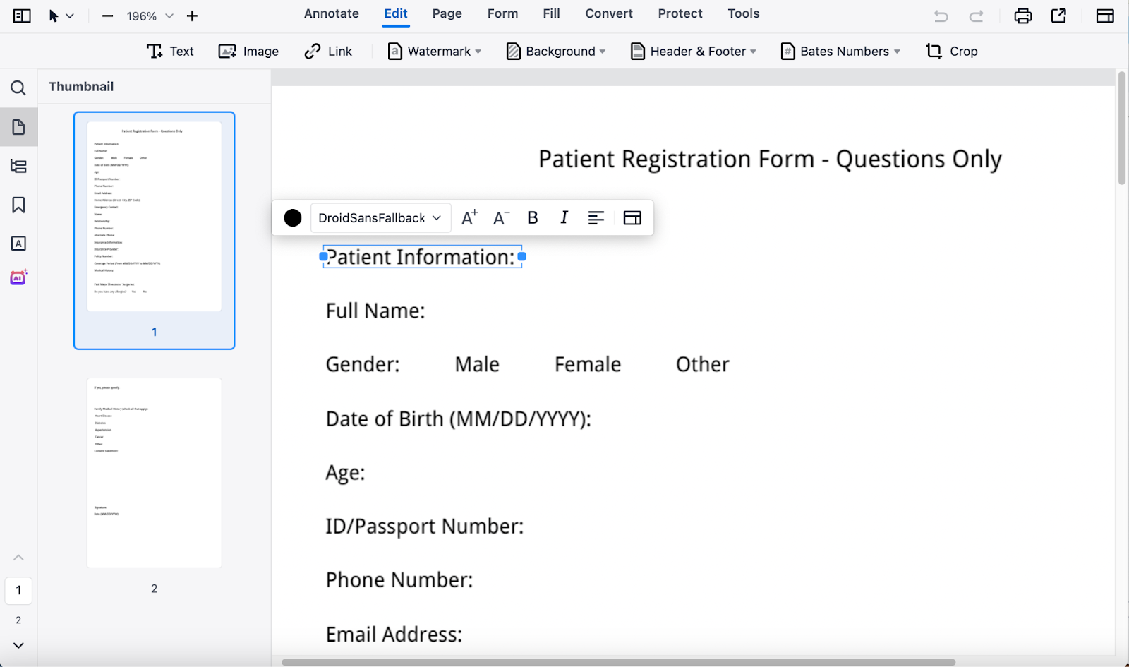 Click “Edit” to modify the content in your read-only PDF