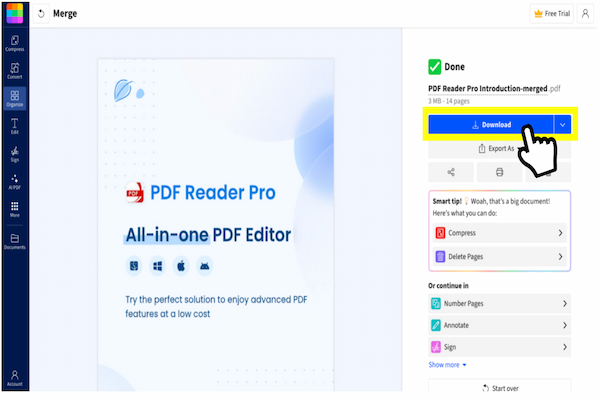 click the “Download” button on the completion page