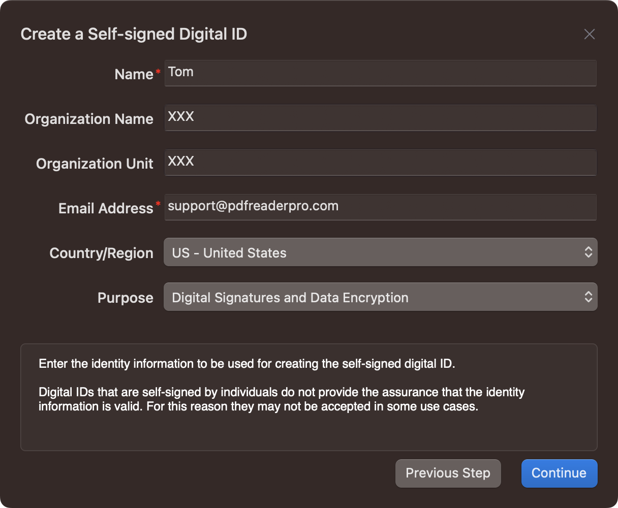 information of digital signature