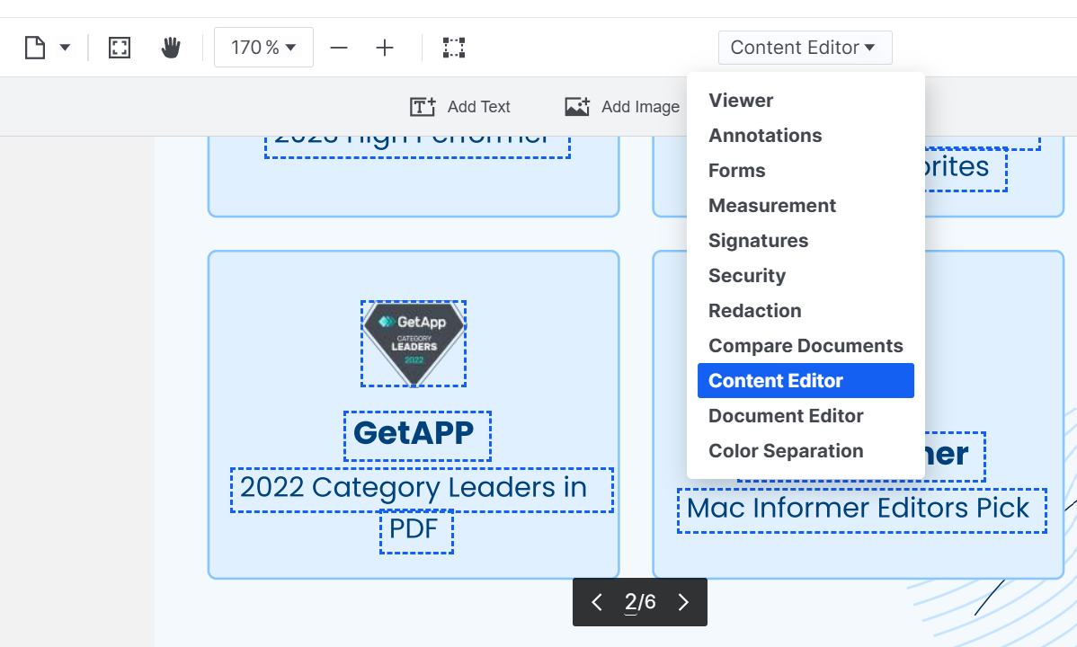 ComPDF Content Editor