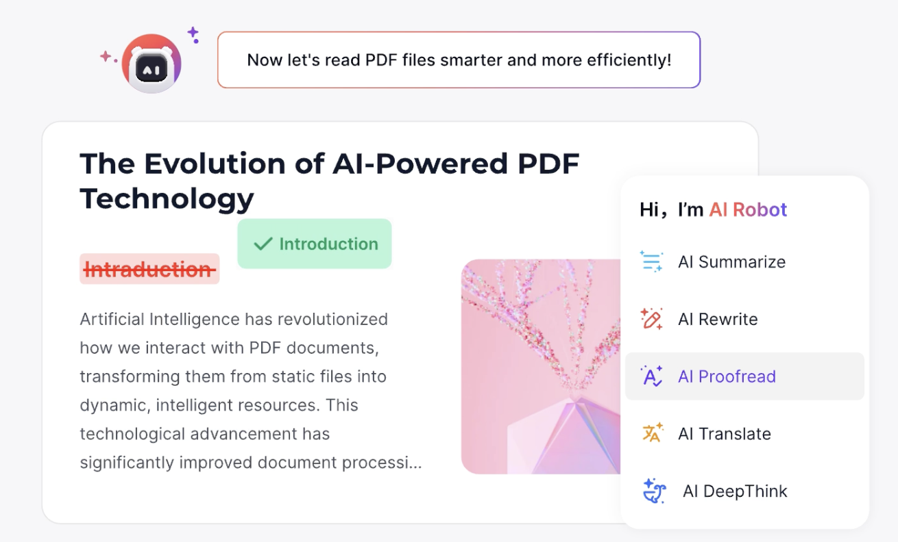PDF Reader Pro's AI function
