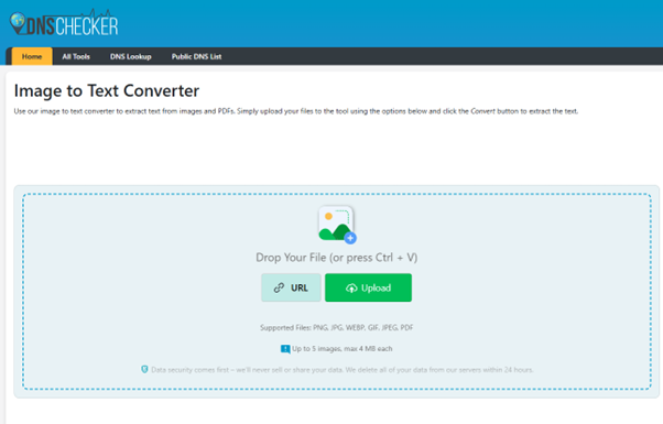 DNS Checker Image to Text Converter