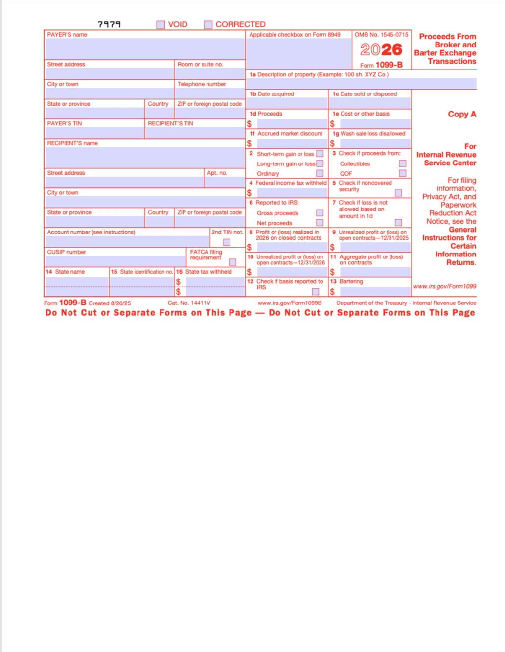 IRS Form 1099B PDF Template